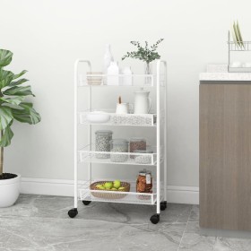 Carrito de cocina 4 niveles hierro blanco 46x26x85