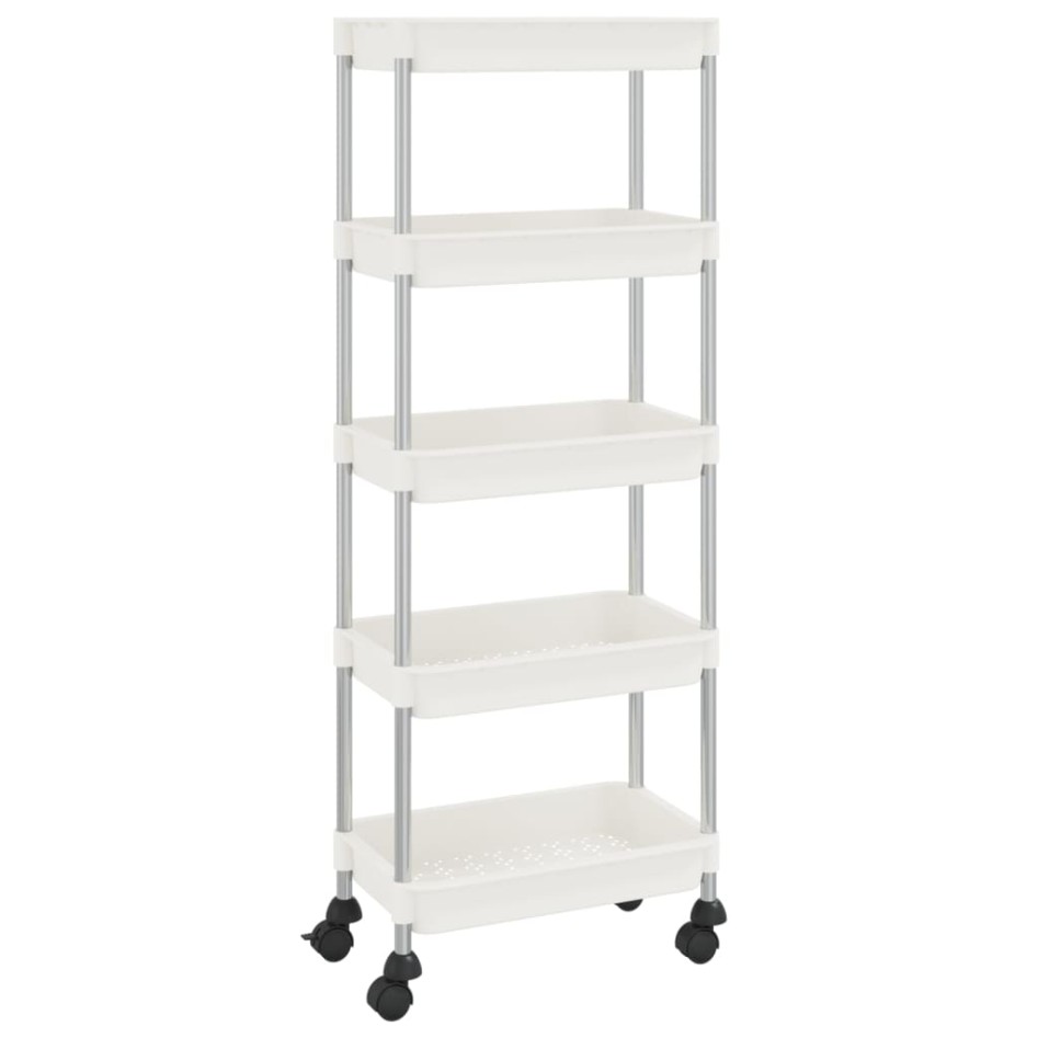Carrito de cocina 5 niveles hierro y ABS blanco 42x29x128