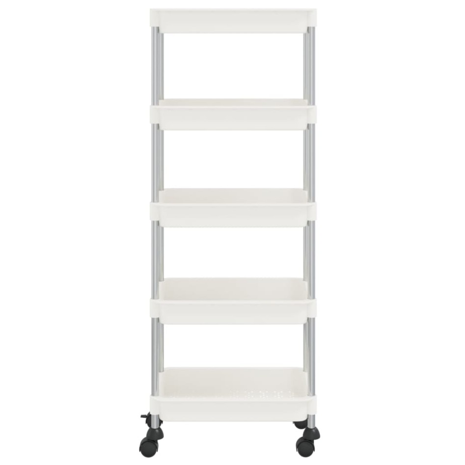 Carrito de cocina 5 niveles hierro y ABS blanco 42x29x128