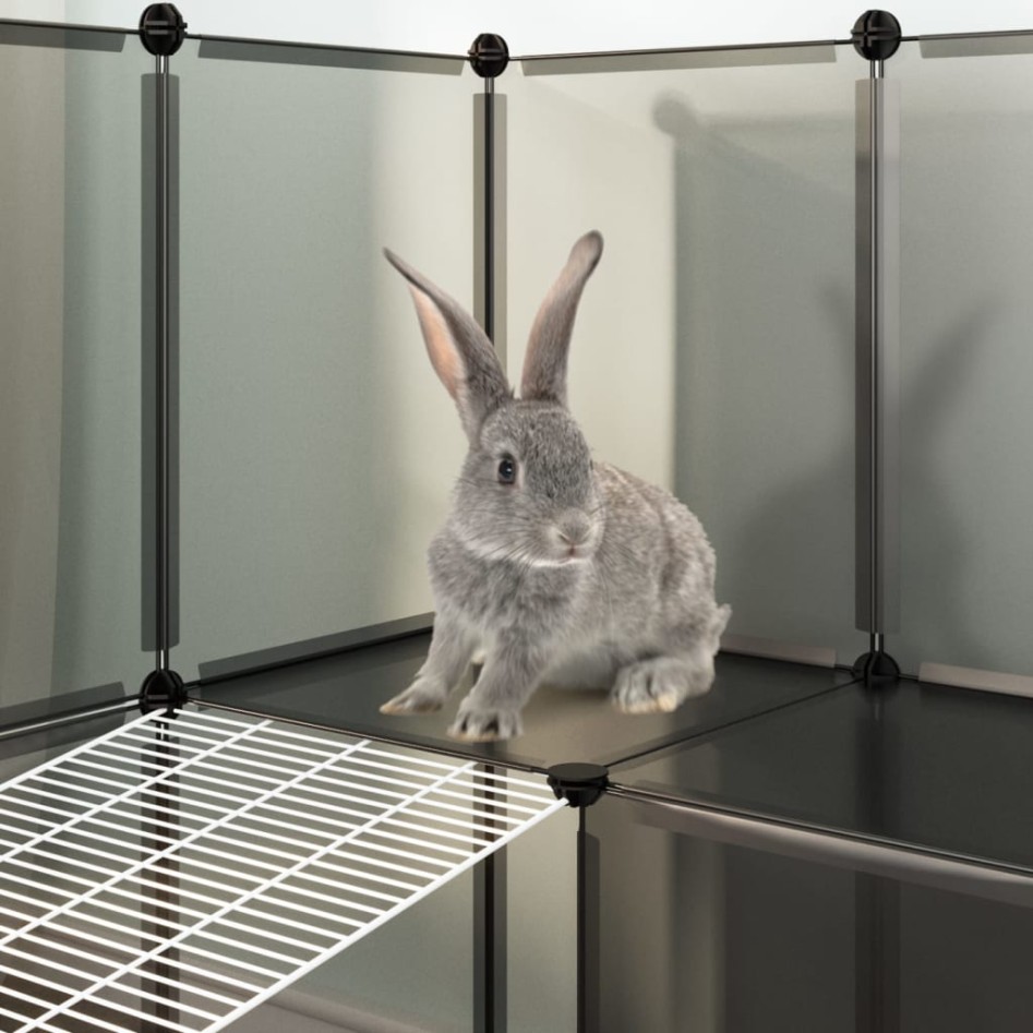 Jaula para animales pequeños negro PP y acero 142x74x93