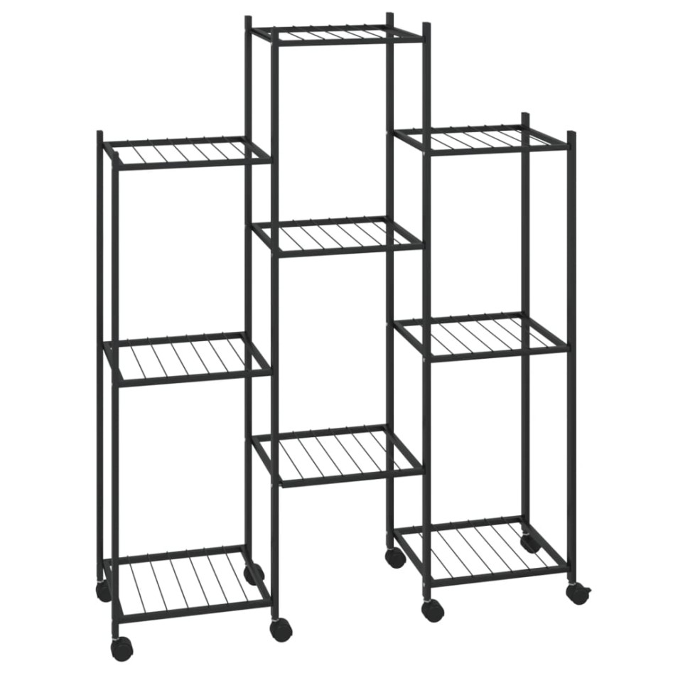 Soporte para flores con ruedas hierro negro 83x25x100