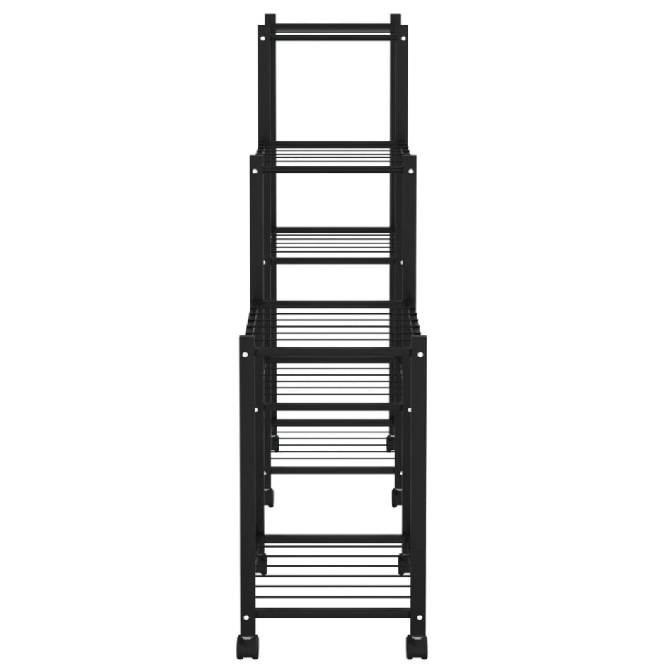 Soporte para flores con ruedas hierro negro 83x25x83,5