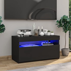 Mueble de TV con luces LED negro 75x35x40