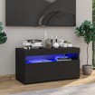 Mueble de TV con luces LED negro 75x35x40 cm