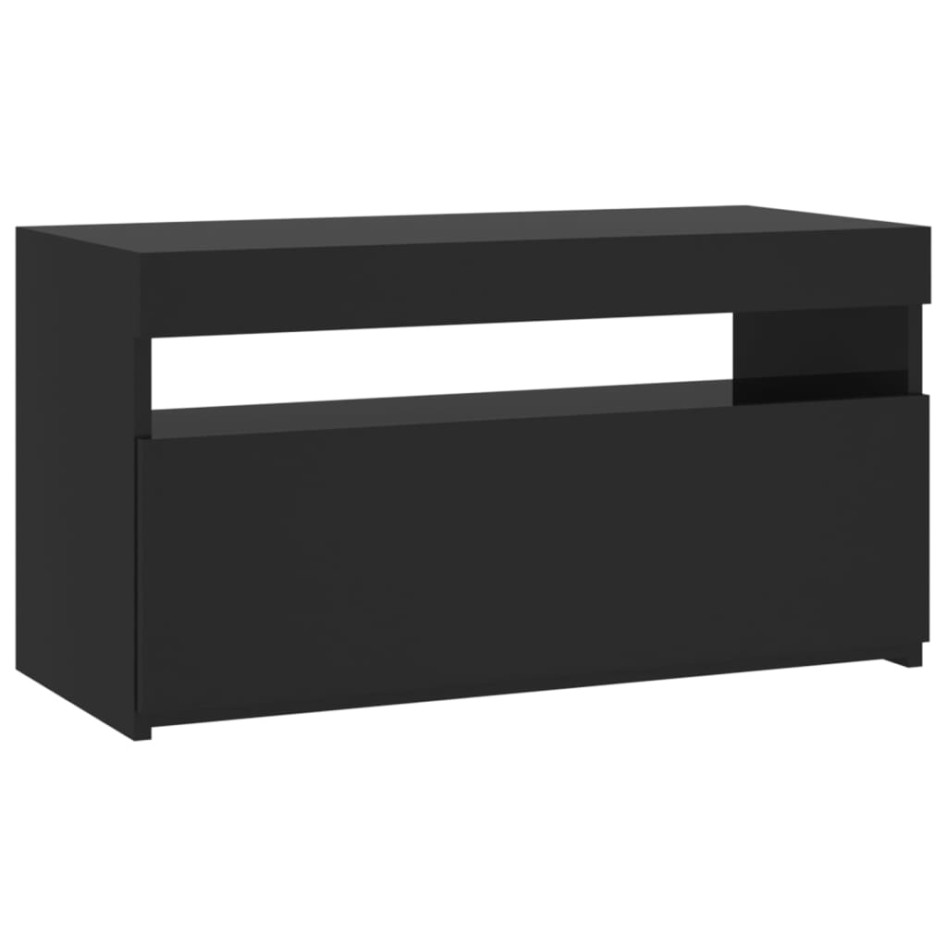 Mueble de TV con luces LED negro 75x35x40