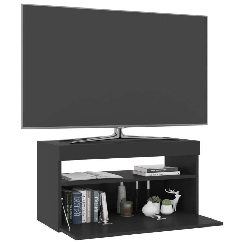 Mueble de TV con luces LED negro 75x35x40