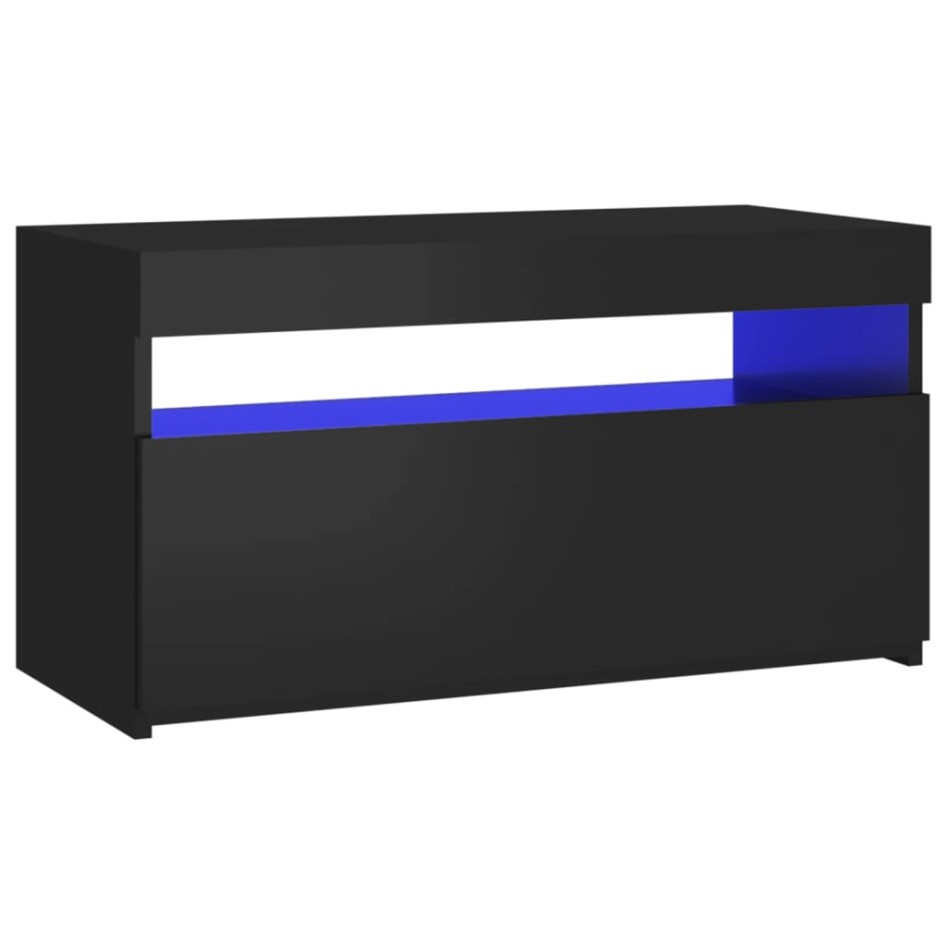 Mueble de TV con luces LED negro 75x35x40