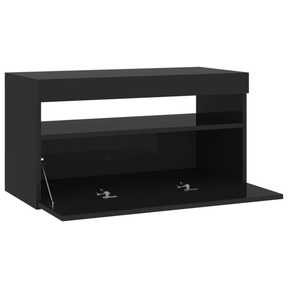 Mueble de TV con luces LED negro 75x35x40