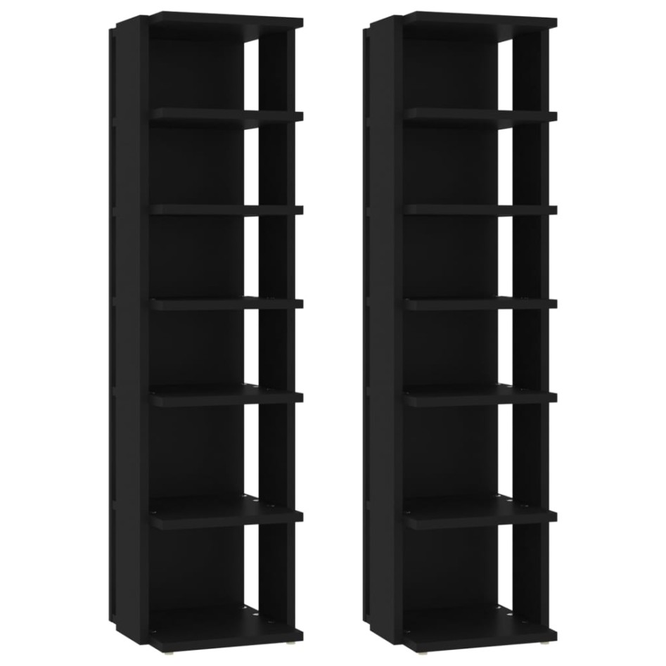 Muebles zapateros 2 uds negro 27,5x27x102