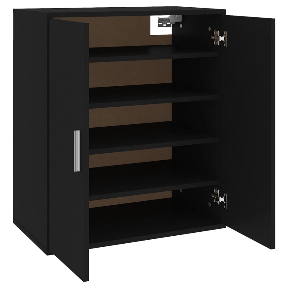 Mueble zapatero de madera de ingeniería negro 60x35x70