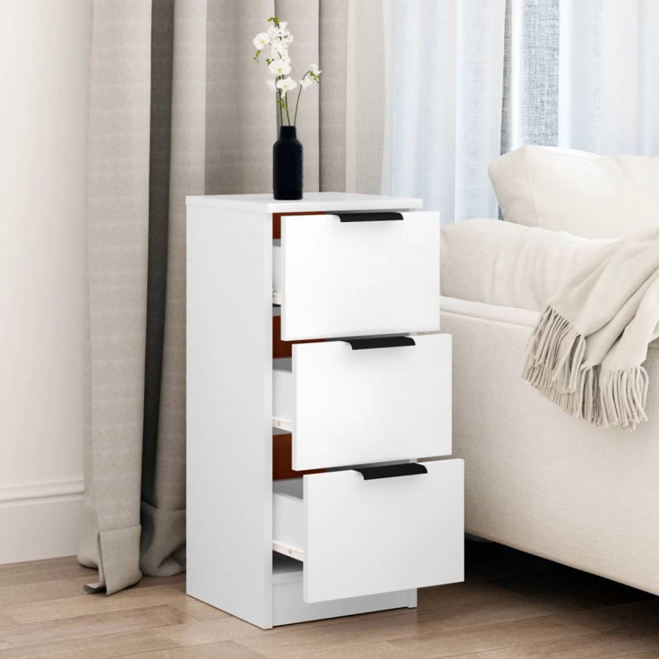 Aparador de madera contrachapada blanco 30x30x70