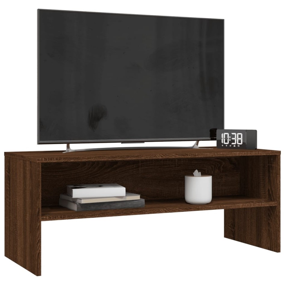 Mueble de TV madera contrachapada roble marrón 100x40x40