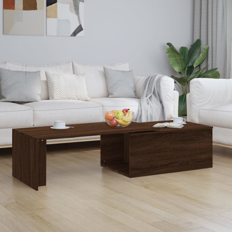 Mesa de centro madera contrachapada marrón roble 150x50x35