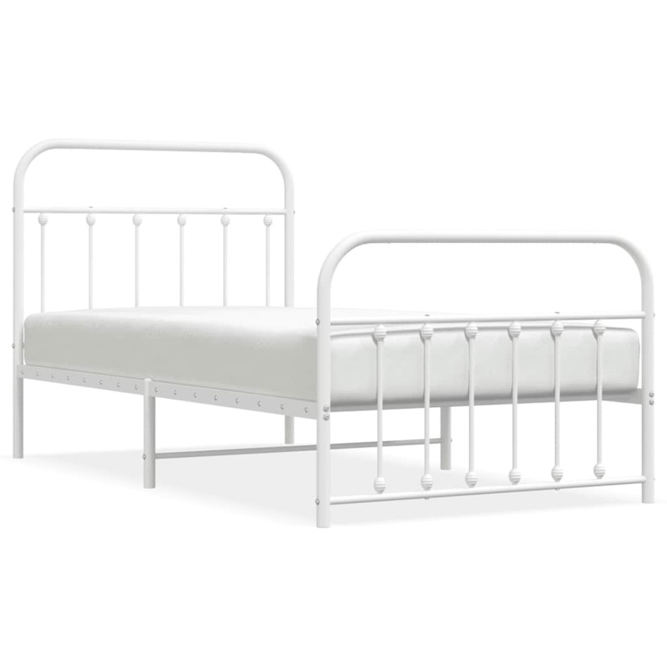 Estructura cama sin colchón con estribo metal blanco 100x190