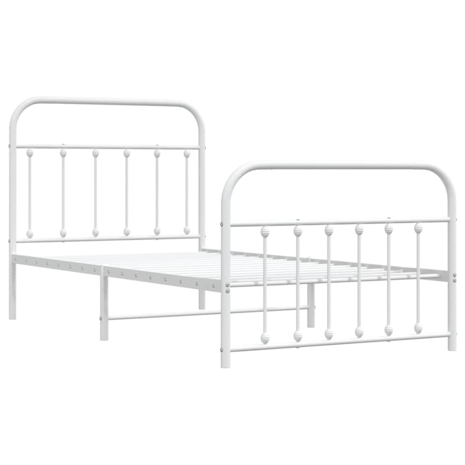 Estructura cama sin colchón con estribo metal blanco 100x190