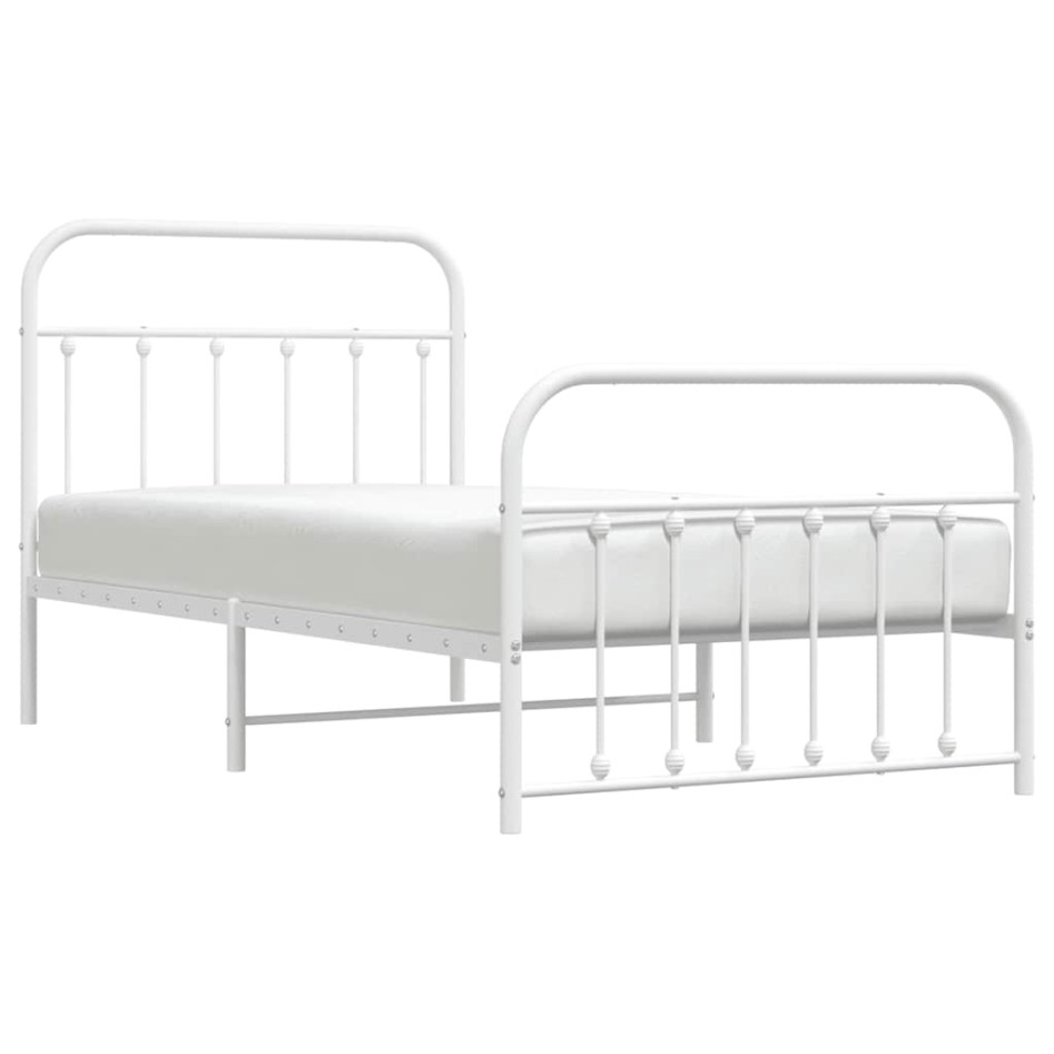 Estructura cama sin colchón con estribo metal blanco 100x190