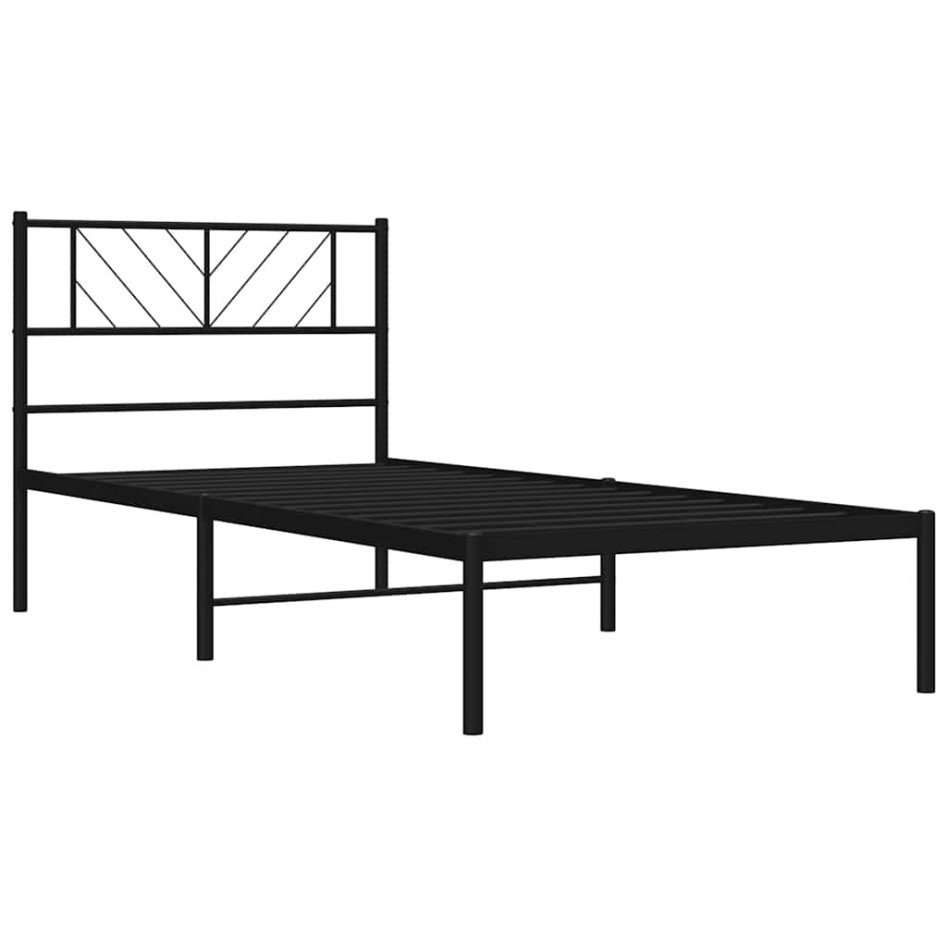 Estructura cama sin colchón con cabecero metal negro 100x200