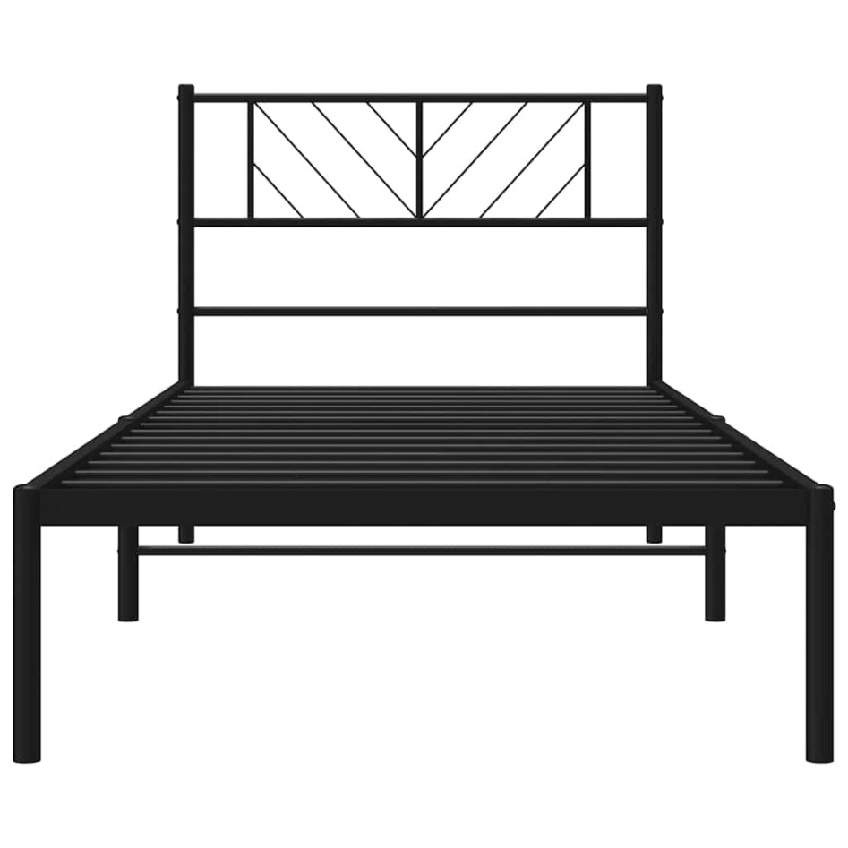 Estructura cama sin colchón con cabecero metal negro 100x200