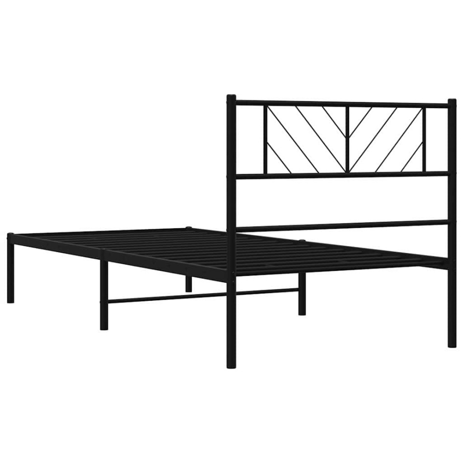 Estructura cama sin colchón con cabecero metal negro 100x200