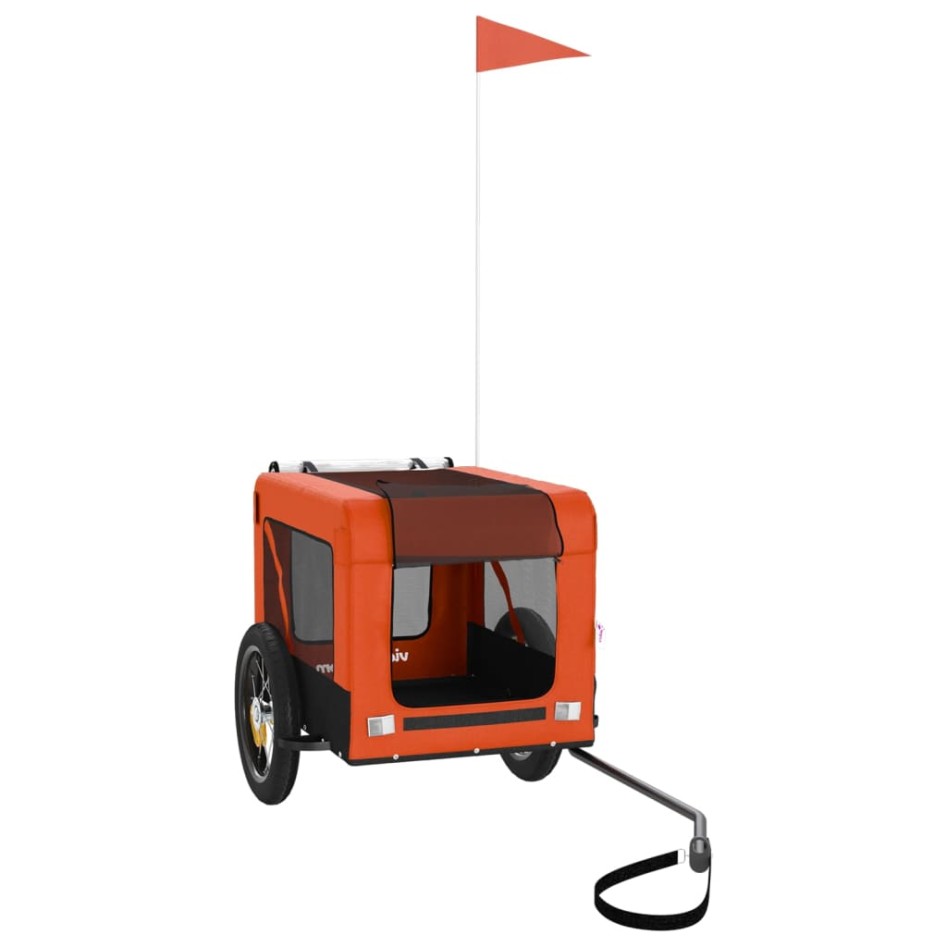 Remolque de bicicleta mascotas hierro tela Oxford naranja