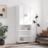 Aparador alto madera contrachapada blanco brillo 69,5x34x180