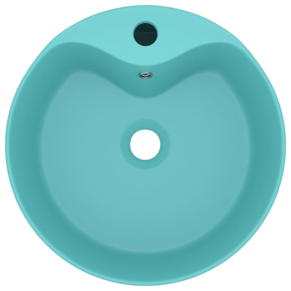 Lavabo lujo con rebosadero cerámica verde claro mate 36x13