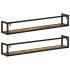 Estantes de pared 2 uds madera maciza mango hierro 110x17x17