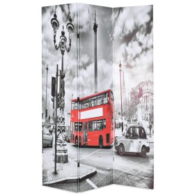 Biombo divisor plegable 120x170 cm bus Londres blanco y