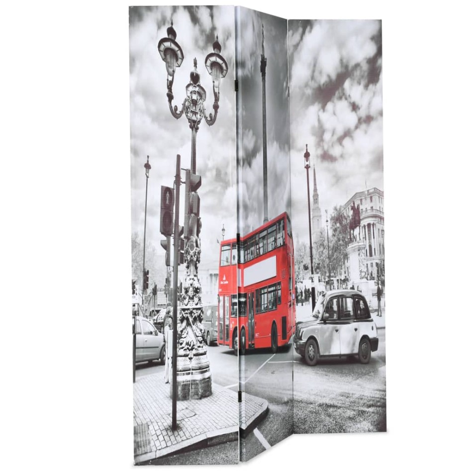Biombo divisor plegable 120x170 cm bus Londres blanco y