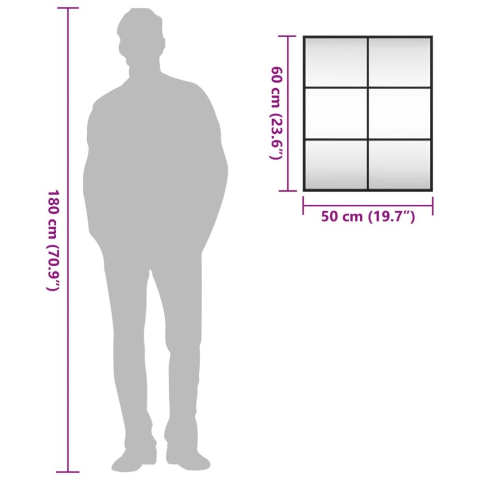 Espejo de pared rectangular de hierro negro 50x60