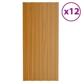Panel de tejado acero galvanizado color madera 12 uds 100x45