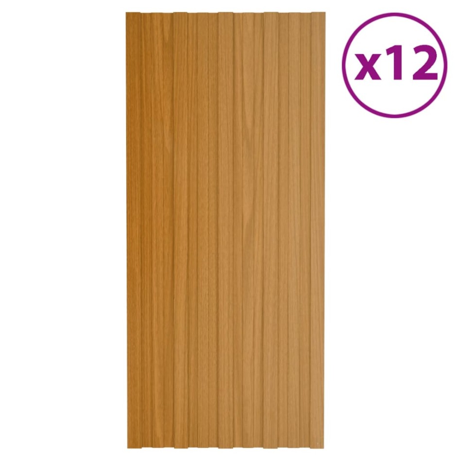 Panel de tejado acero galvanizado color madera 12 uds 100x45