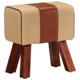 Banco potro gimnasio cuero auténtico madera mango marrón 38