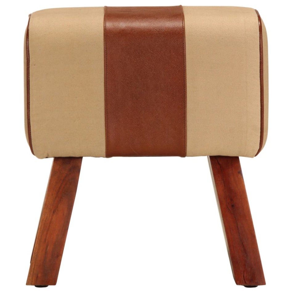 Banco potro gimnasio cuero auténtico madera mango marrón 38