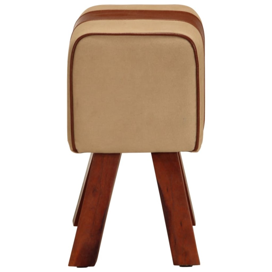 Banco potro gimnasio cuero auténtico madera mango marrón 38