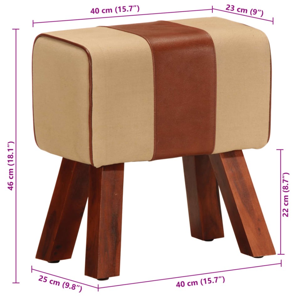 Banco potro gimnasio cuero auténtico madera mango marrón 38