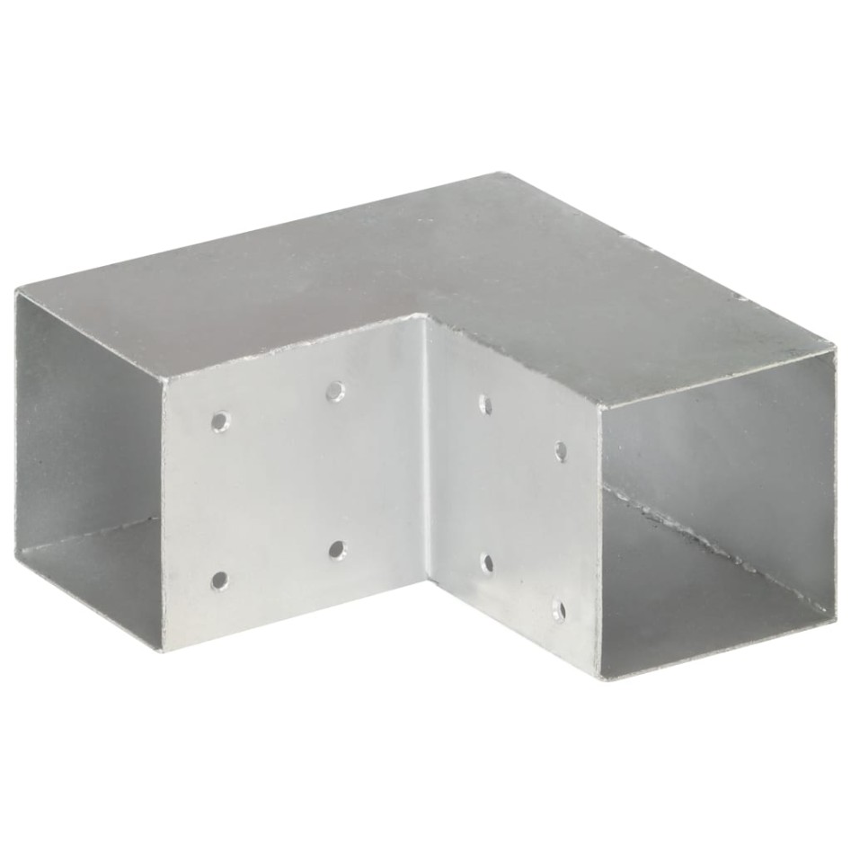 Conectores de postes en L 4 uds metal galvanizado 91x91