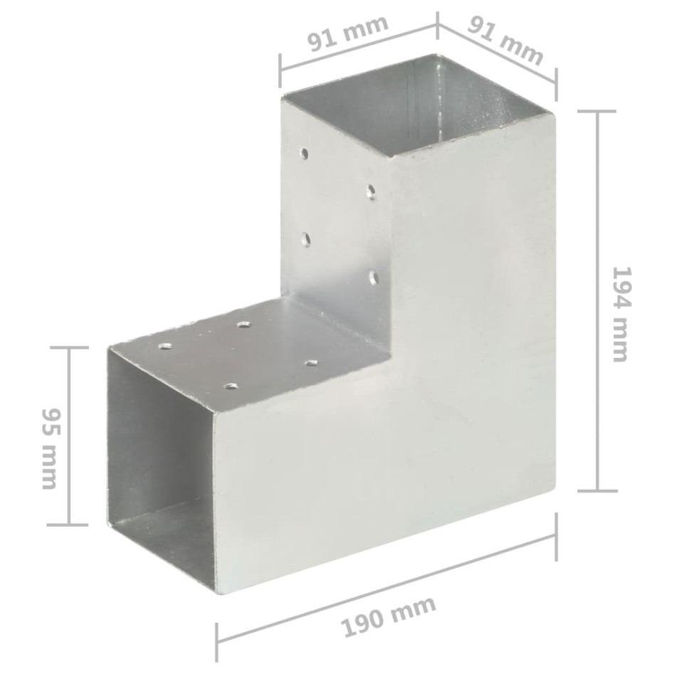Conectores de postes en L 4 uds metal galvanizado 91x91