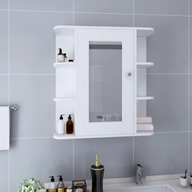 Armario de baño con espejo blanco 66x17x63 cm