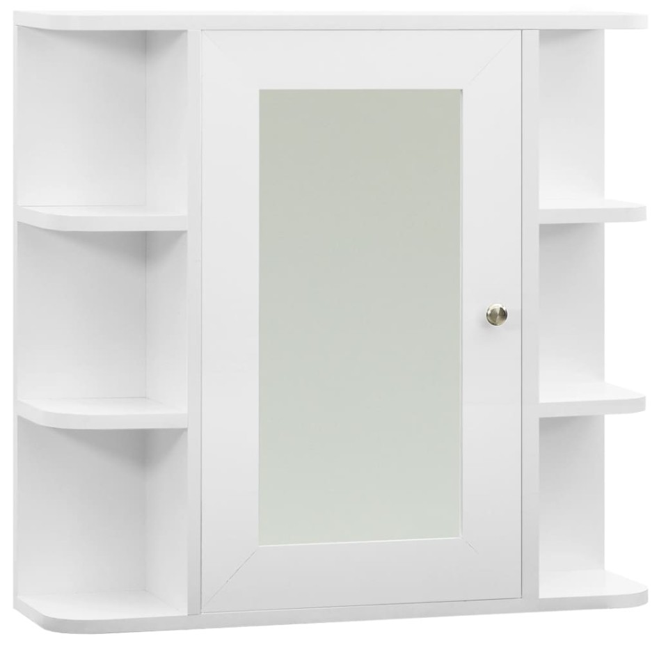 Armario de baño con espejo blanco 66x17x63 cm