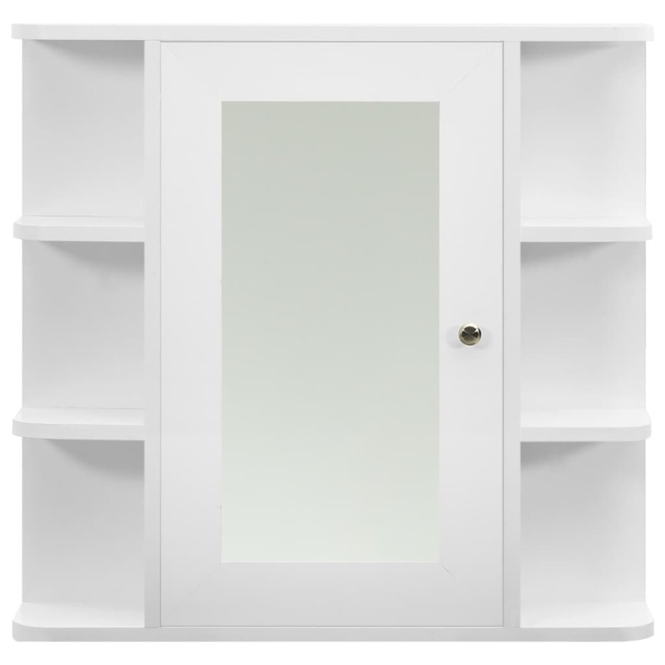 Armario de baño con espejo blanco 66x17x63 cm