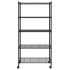Estante almacenaje 5 niveles y ruedas 75x35x155 cm negro 250