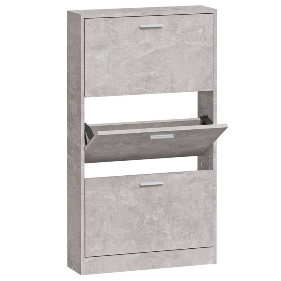 Mueble zapatero madera contrachapada gris hormigón 59x17x108