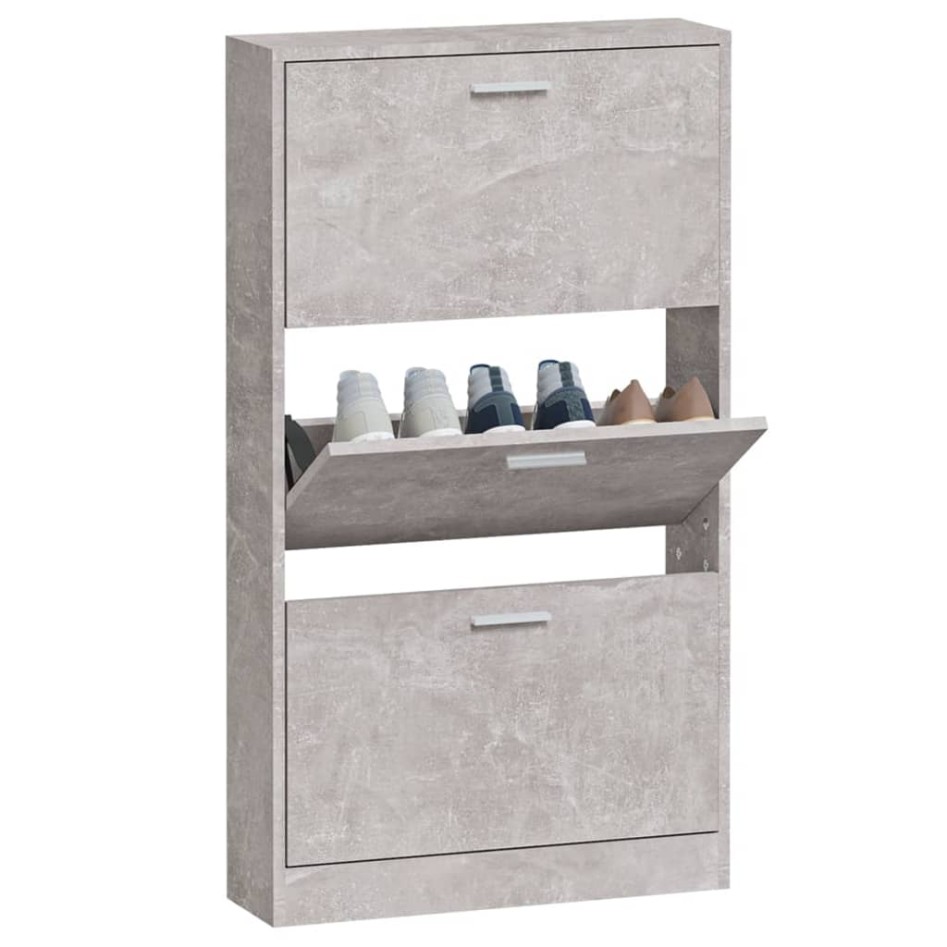 Mueble zapatero madera contrachapada gris hormigón 59x17x108