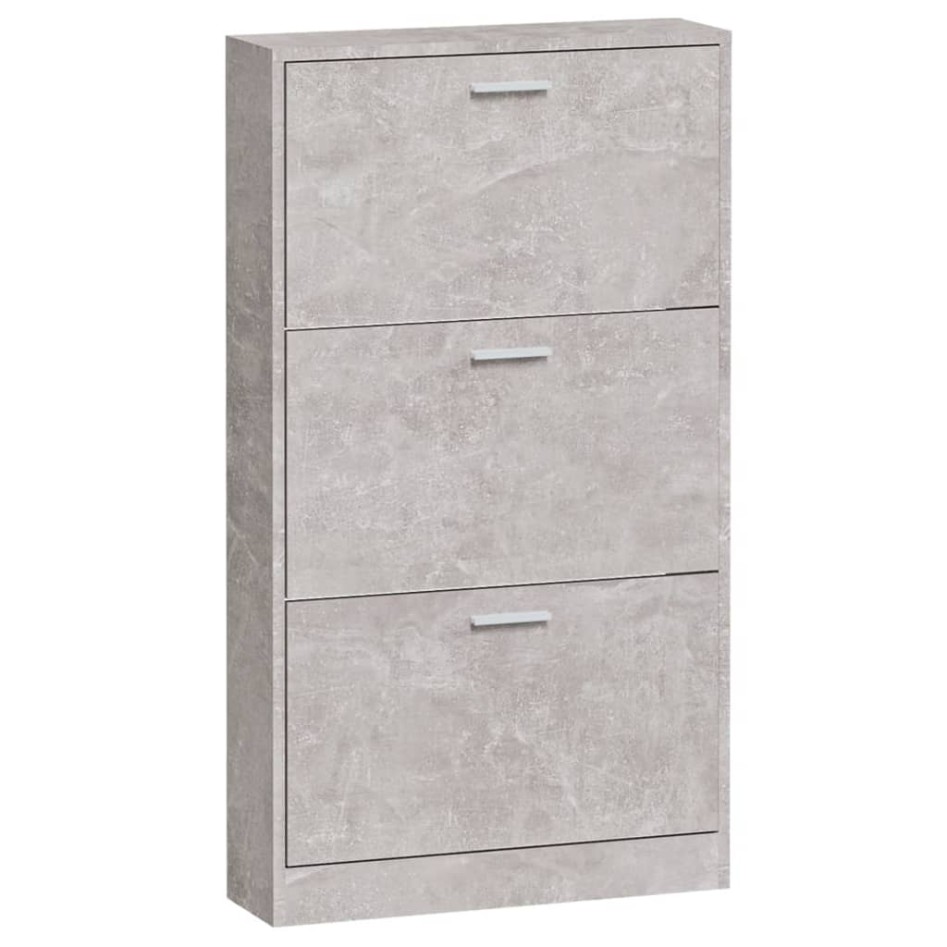 Mueble zapatero madera contrachapada gris hormigón 59x17x108