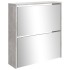 Mueble zapatero con espejo 2 niveles gris hormigón 63x17x67