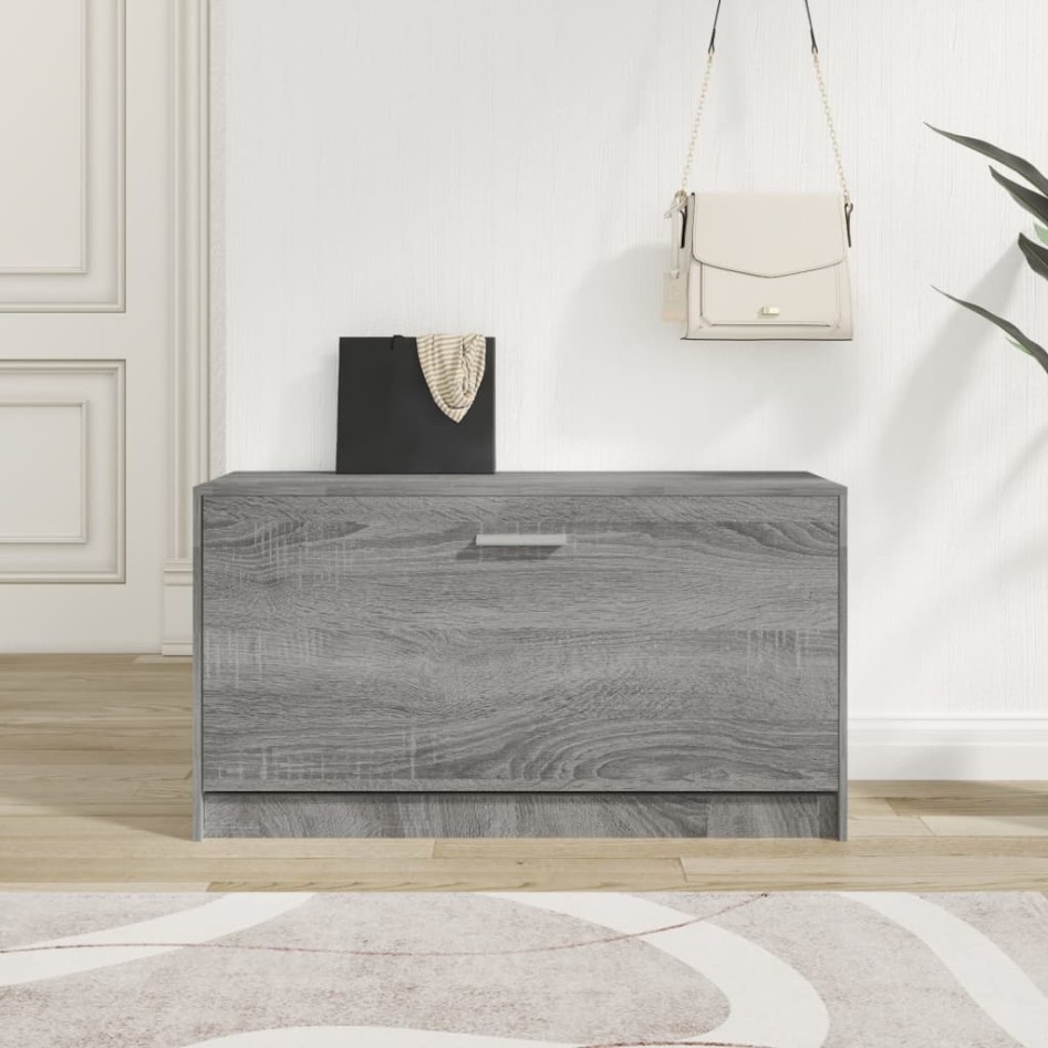 Banco zapatero madera contrachapada gris Sonoma 80x24x45