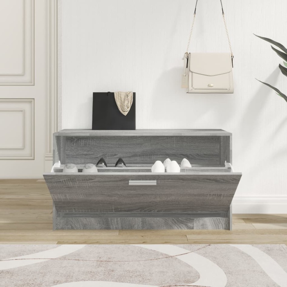 Banco zapatero madera contrachapada gris Sonoma 80x24x45