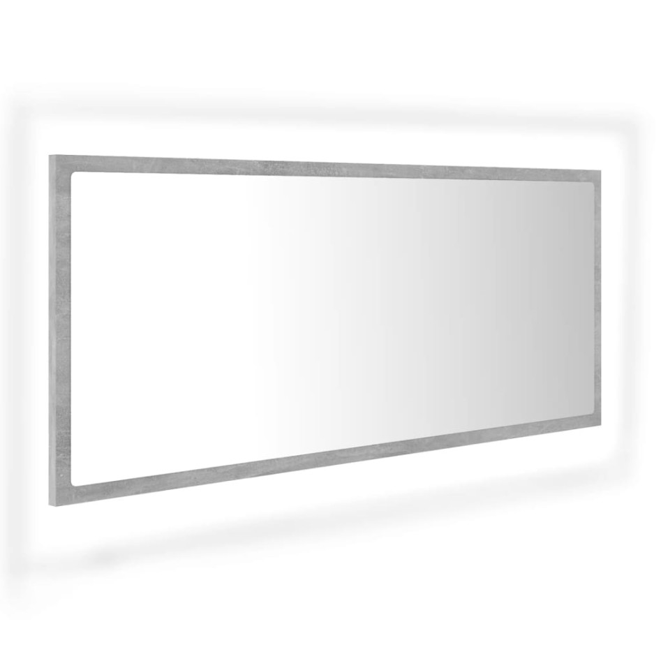 Espejo de baño LED acrílico gris hormigón 100x8,5x37