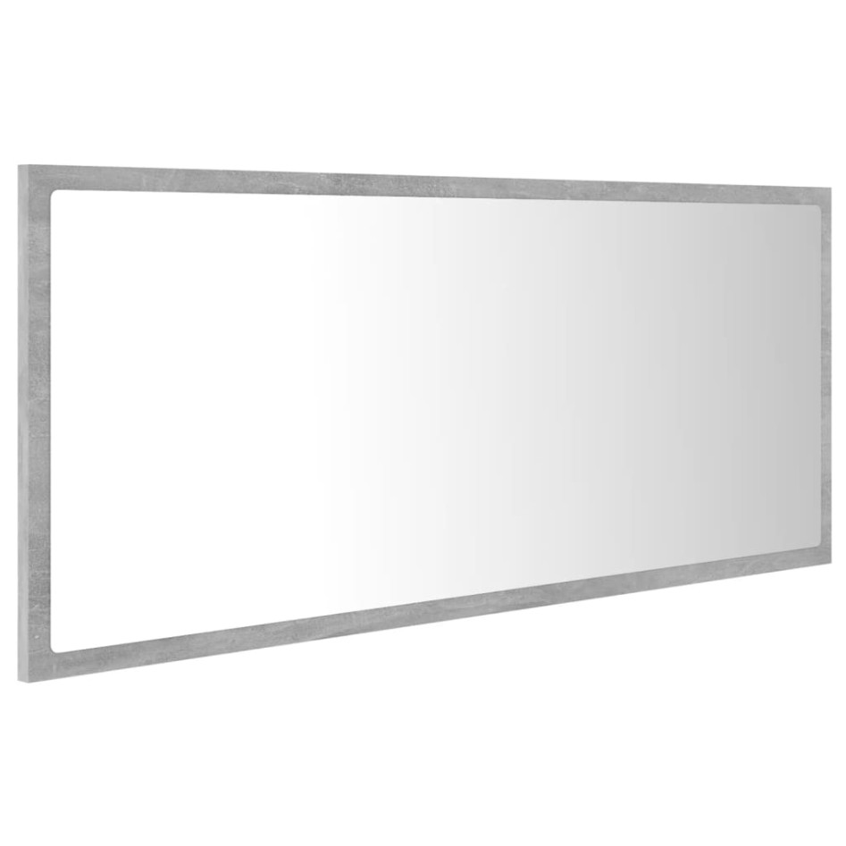 Espejo de baño LED acrílico gris hormigón 100x8,5x37